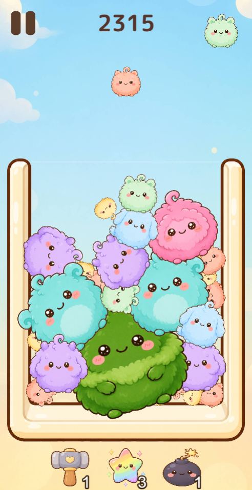 Fuzzlings gameplay — a jar packed with fuzzy creatures