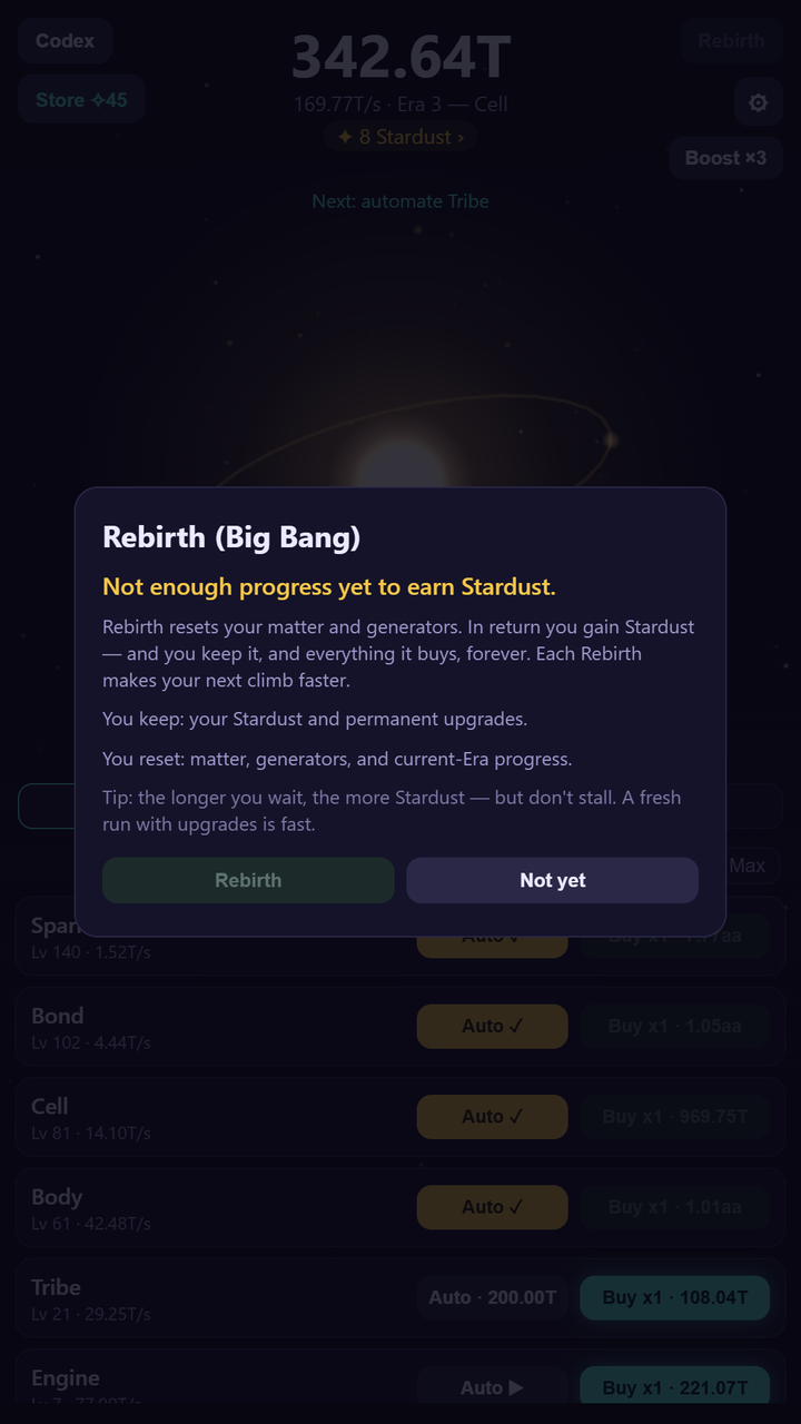 MOTE — Rebirth prestige and the Stardust tree